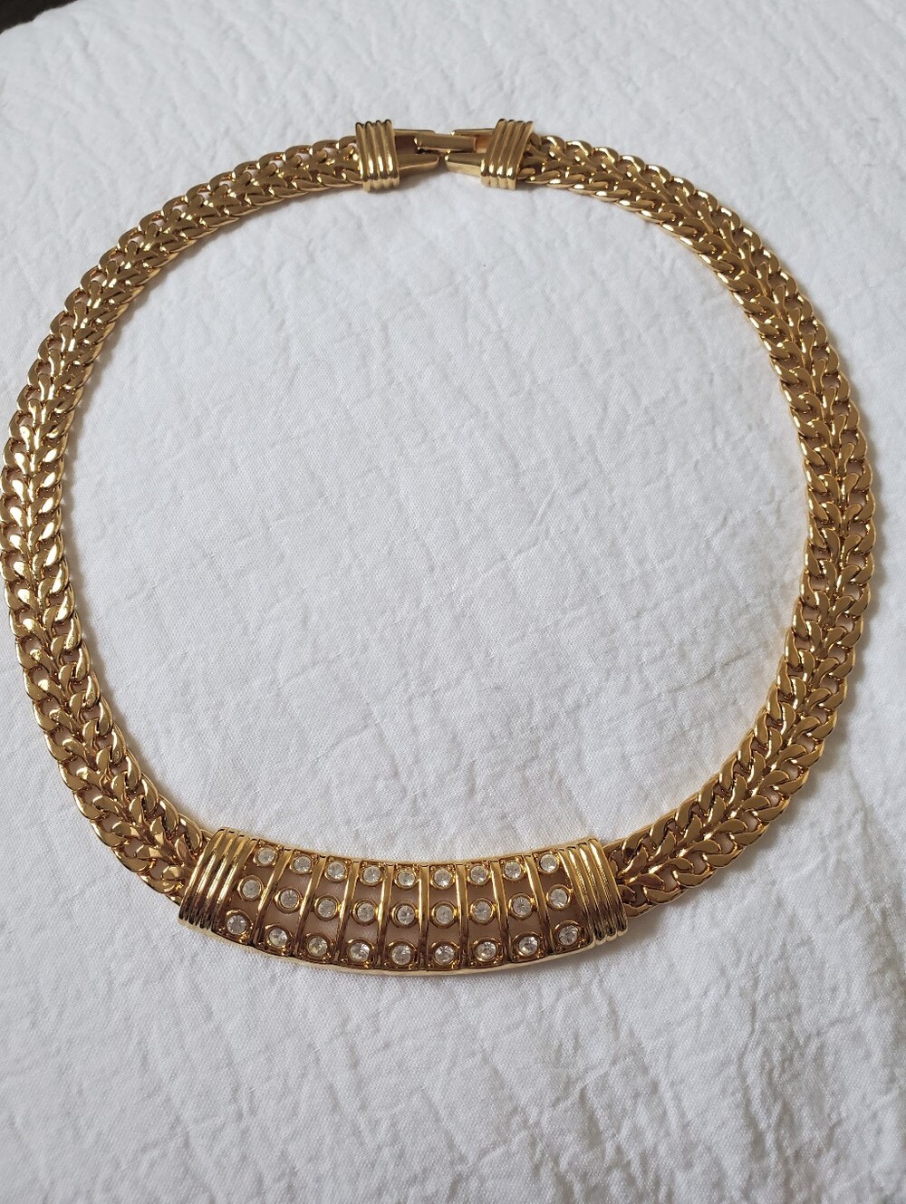 Vintage Swarovski Gold-tone Crystal Accent Collar Necklace